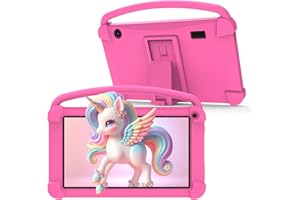 7 Inch Kids Tablet, Quad Core Android Toddler Tablets, Children Tablet with 32GB Storage 4GB RAM WiFi BT Shockproof Case Dual
