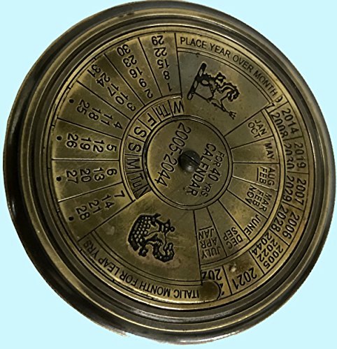 Antiques World Vintage Classy Look Antiquated Heavy Brass For 40 Years "2005-2044" Navigational Calendar Compass AWUSASC 084 - Thumbnail 4