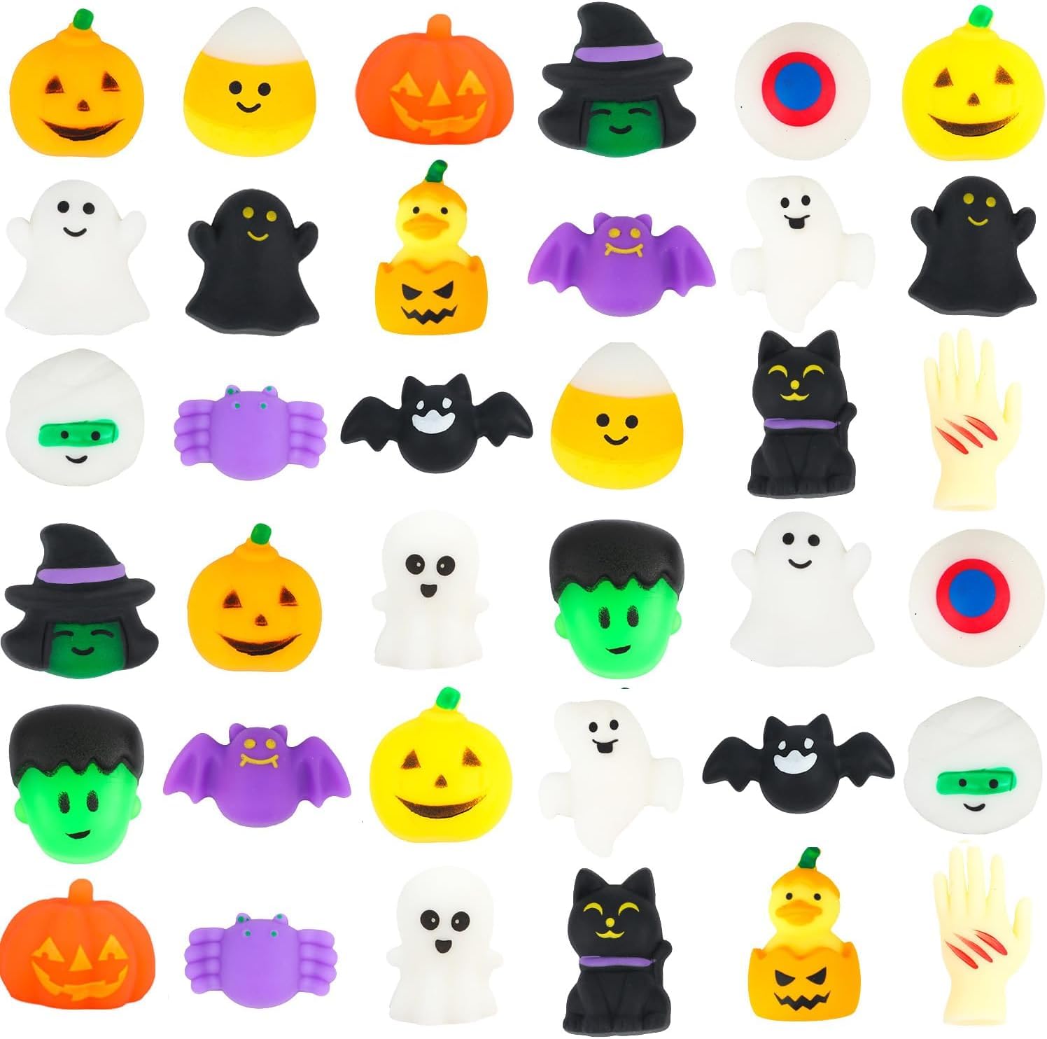 FINGOOO Halloween Party Bag Fillers, 24PCS Squishy Toys Halloween Silicone Toy Mini Squeeze Slow Rising Gift for Kids