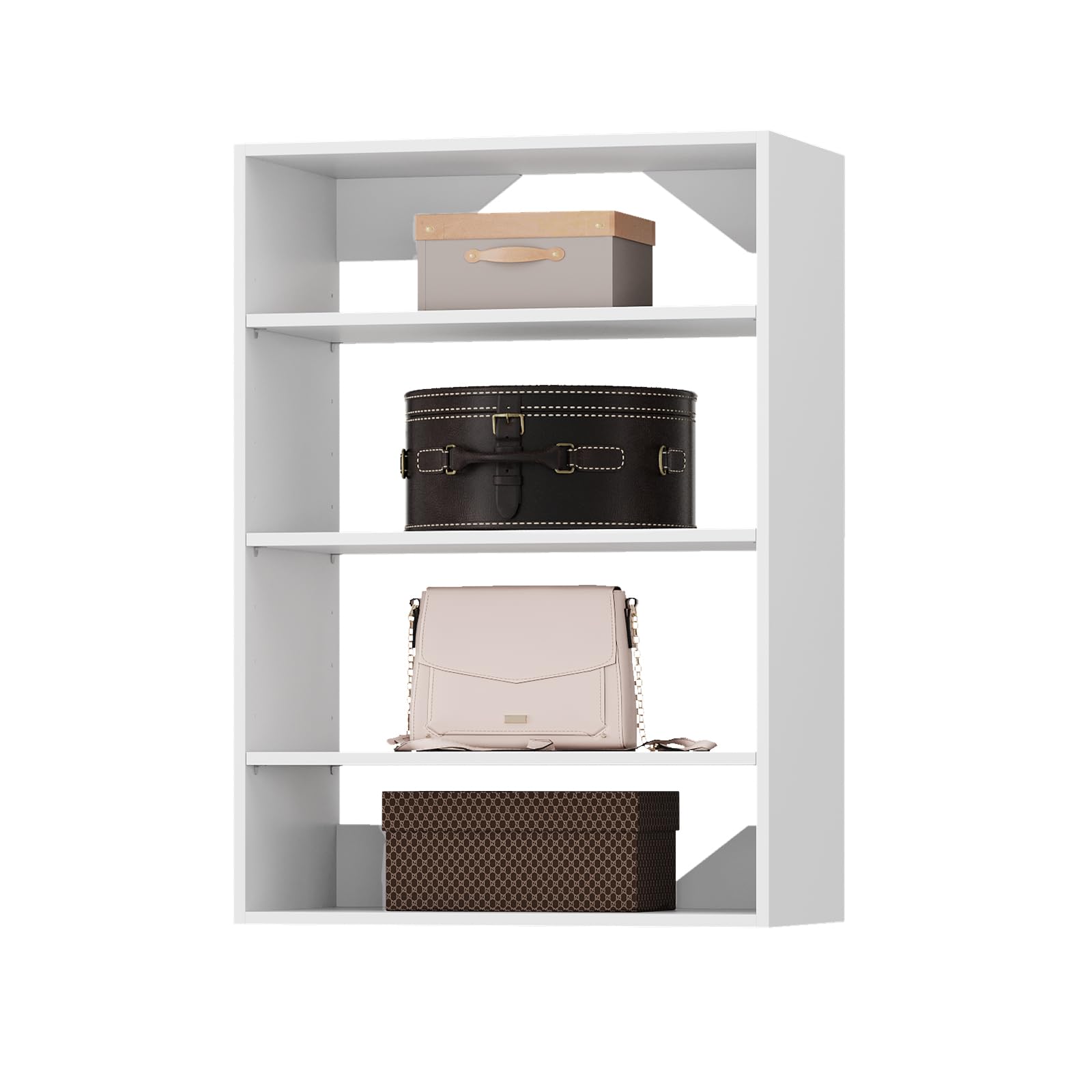 View 1 of *** damaged corners and screw holes *** ROOMTEC 25.5" Shelf Short Tower Closet Unit, Modular Closet System with Shelf, Wardrobe Organizer for Bedroom or Walk-in Closet, Wall Mounted, Customizable Clothes Storage Unit, White
