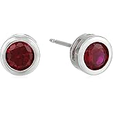 Amazon Essentials Sterling Silver Genuine and Created Gemstone 5mm Bezel Set Birthstone Stud Earrings