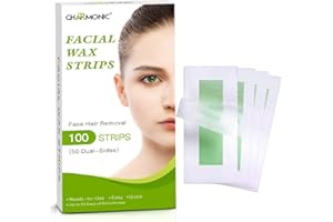 CHARMONIC Facial Wax Strips - 100 Count, Facial Hair Removal for Women, Waxing Strips for Face Eyebrow Upper Lip Cheek Hair Remover, Quick & Painless Waxing Kit for All Skin Types