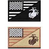 2 Pieces America Flag/MC Patch, USA Flag Global Anchor Patches, US American Flag Hook and Loop Embroidered Patch for Hat, Backpack, Jacket, Clothes