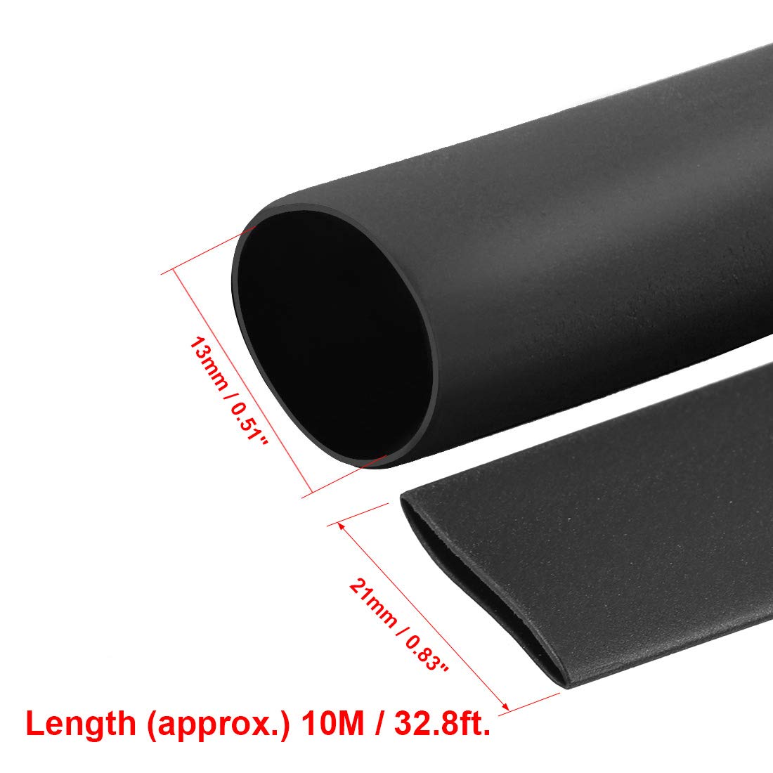 sourcing map Heat Shrink Tubing, 13mm Dia 21mm Flat Width 2:1 Heat Shrink Wrap Cable Sleeve Heat Shrink Tube 10m Black - Image 3