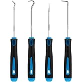 WILLBOND 4 Pcs Pick and Hook Tools, Automotive,6.5 Inches,Light Blue | Precision Picks for O-ring Seal Puller, Curved Straight Tips, Non-slip Handles, For Fasteners Hose Detachment Repair
