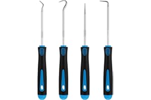 WILLBOND 4 Pcs Pick and Hook Set Precision Automotive Mechanic Picks Tools Set for Car Oil Seal Hooks Puller Remover Tools(6.5 Inches,Light Blue)