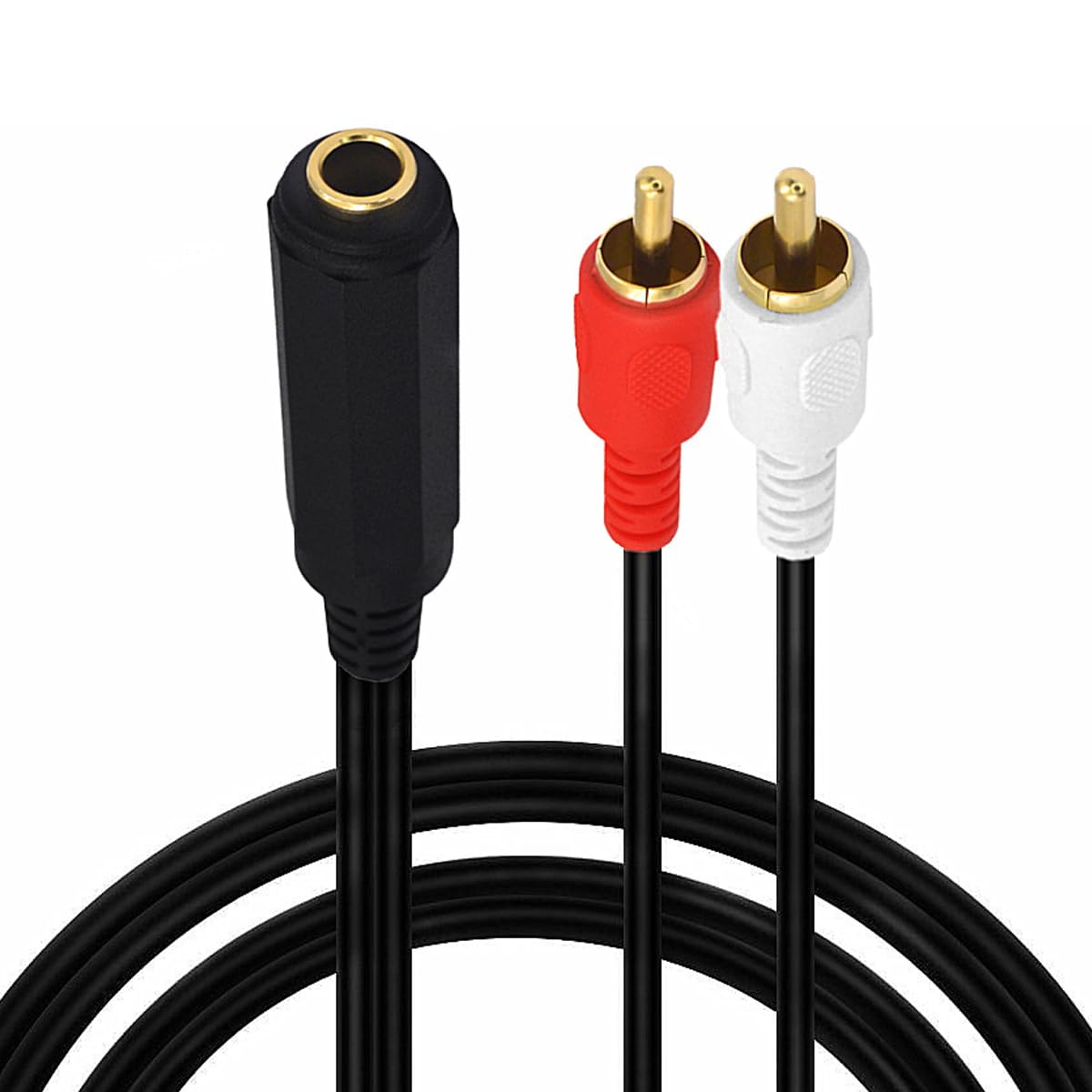 HUHANGGod 6.35mm to RCA Splitter Cable, Gold Plated 6.35 TRS Female to Dual RCA Male Stereo Audio Adapter Lead (1.5 meter)