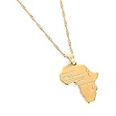 Big Size Crystal Africa Map Pendant Necklace Women 24K Gold African Map Hiphop Item