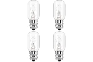 SPOLICO Microwave Light Bulb for Appliance Refrigerator, Over Stove Range Hood, Lava Lamp T8 40 Watt 125V E17 Intermediate Base Warm White Replacement as 8206232A, 1890433, AP4512653, WB25X10030 Pack of 4