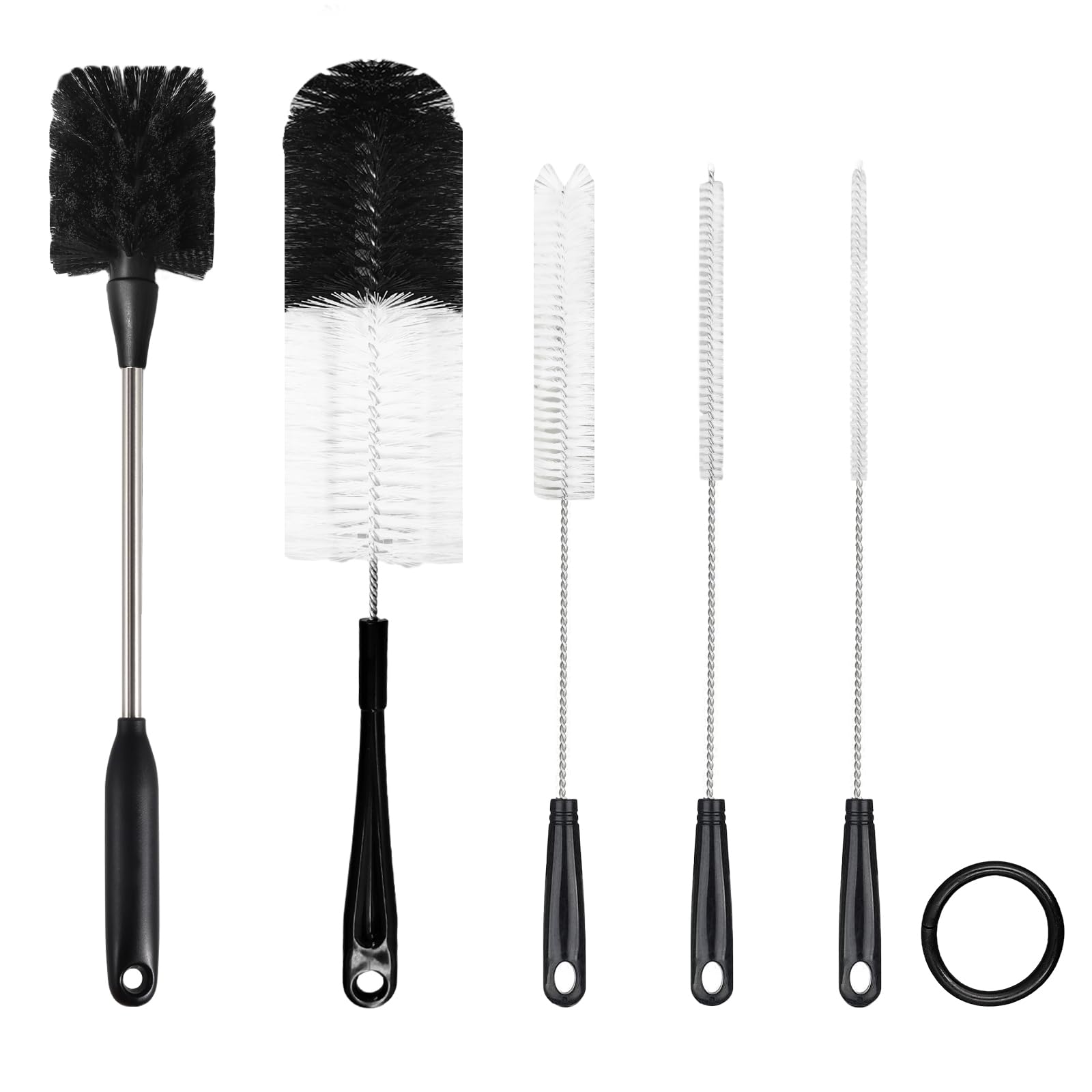 Photo 1 of 5 Pack Bottle Brush Set, Long Handle Water Bottle Brush, 15in Narrow Bottle Brush, 3 Straw Brushes, Multi-Function Cleaning Brush Suitable for Cleaning Glass, Sports Bottle, Coffee Mug,Black