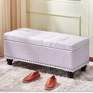 Storage ottoman Bench, Wood Faux leather Comfort 