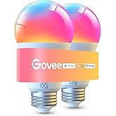 Govee LED Smart Light Bulbs, 1000LM RGBWW A19 75W E26 Base 2 Pack | Color Changing Light Bulb, Work with Matter Alexa and Goo