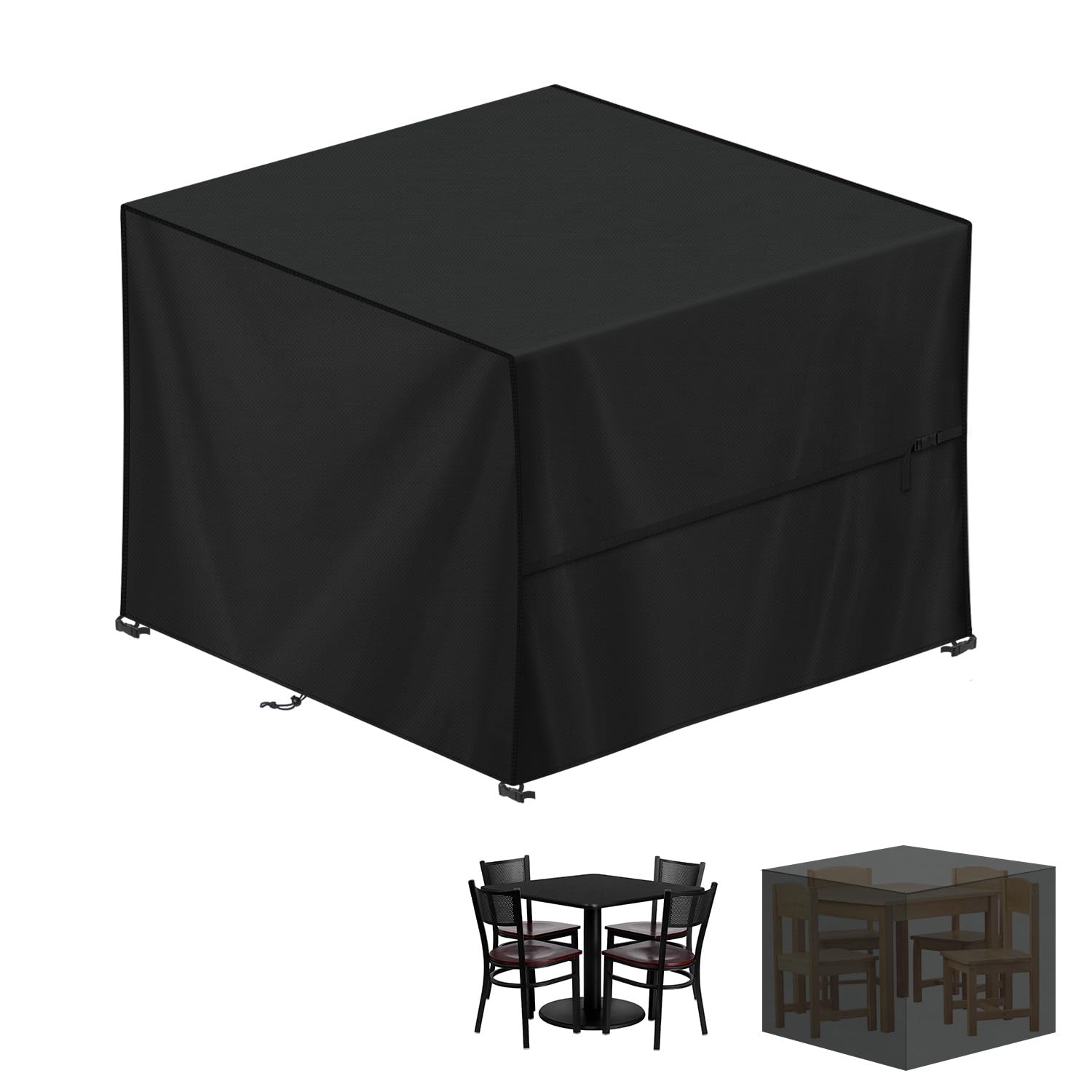 LAMUNI Cube Garden Furniture Cover, 100x100x80cm Rattan Cube Table Cover, 420D Oxford Patio Set Covers Waterproof Outdoor Garden Square Table Cover Windproof Patio Table and Chairs Covers