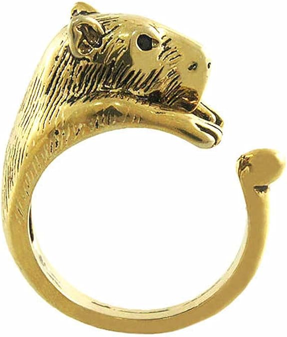 Enhanced Capybara Animal Wrap Ring Goldplated Shiny Gold Tone Amazon