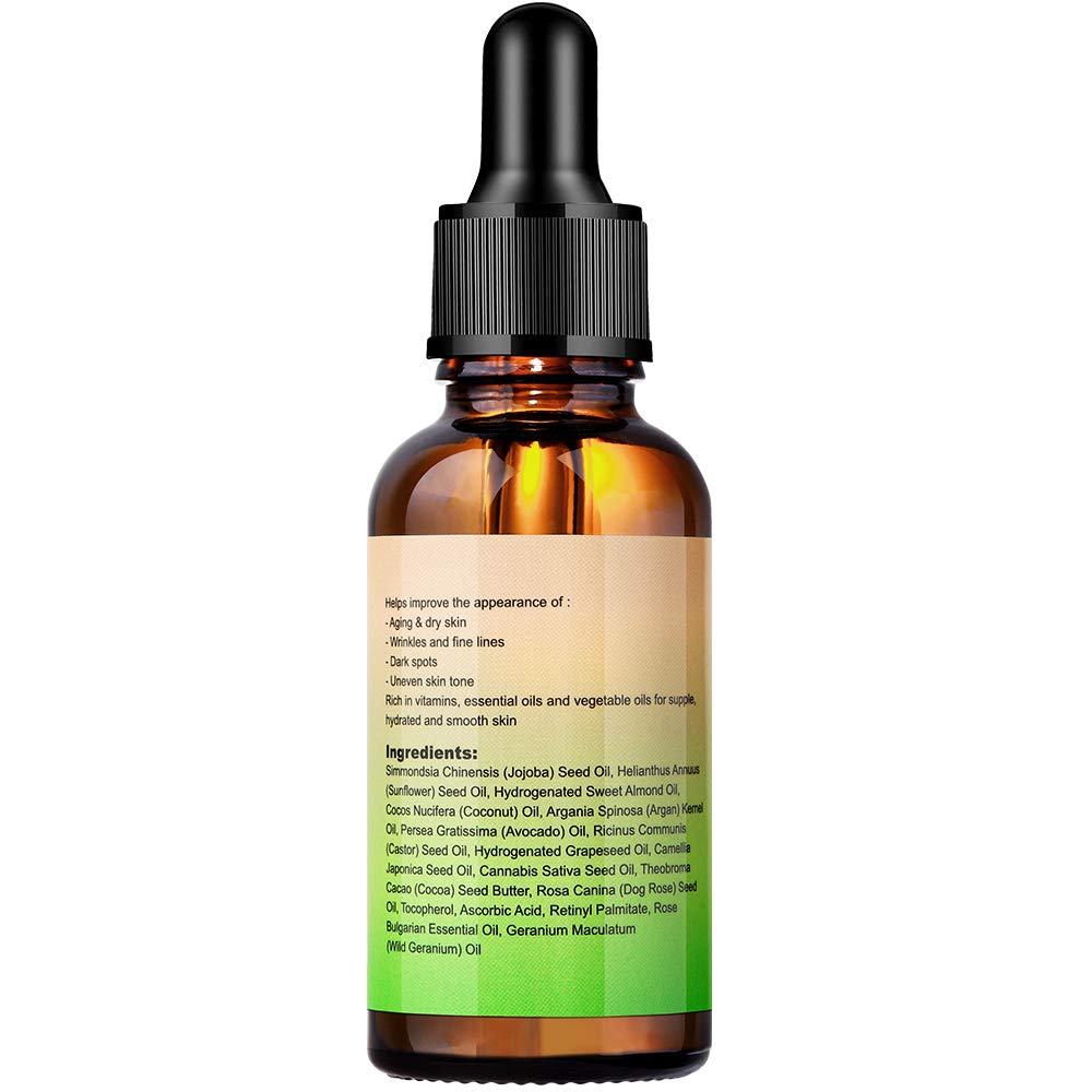 Lagunamoon Facial Oil for Women Anti-Aging & Moisturizing, Natural Face Oil with Rosehip Oil & Jojoba Oil Blends, Vitamins and Cocoa Butter for Dry Sensitive Skin, Vegan, 30ml/1 oz: Beauty