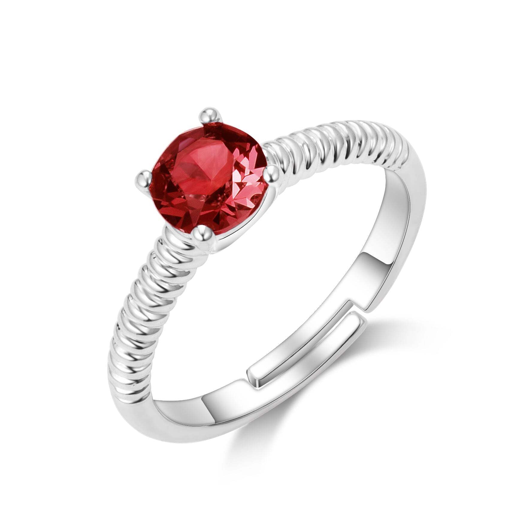 Philip Jones Red Adjustable Crystal Ring Created with Zircondia® Crystals