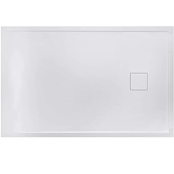Sogood Duschtasse Duschwanne Geoma08W 90x140x4 flach Mineralgusswanne Rechteckig Weiß DIN-Anschluss auch für ebenerdige Dusch