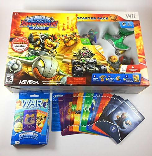 Skylanders Game Bundle - SuperChargers Racing Wii Starter Pack and War Card Game for Kids
