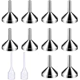 10 Pack Stainless Steel Funnels with 2 Pack Mini Pipette for Filling Small Mini Bottles or Containers, Atomizers, Perfume, Li