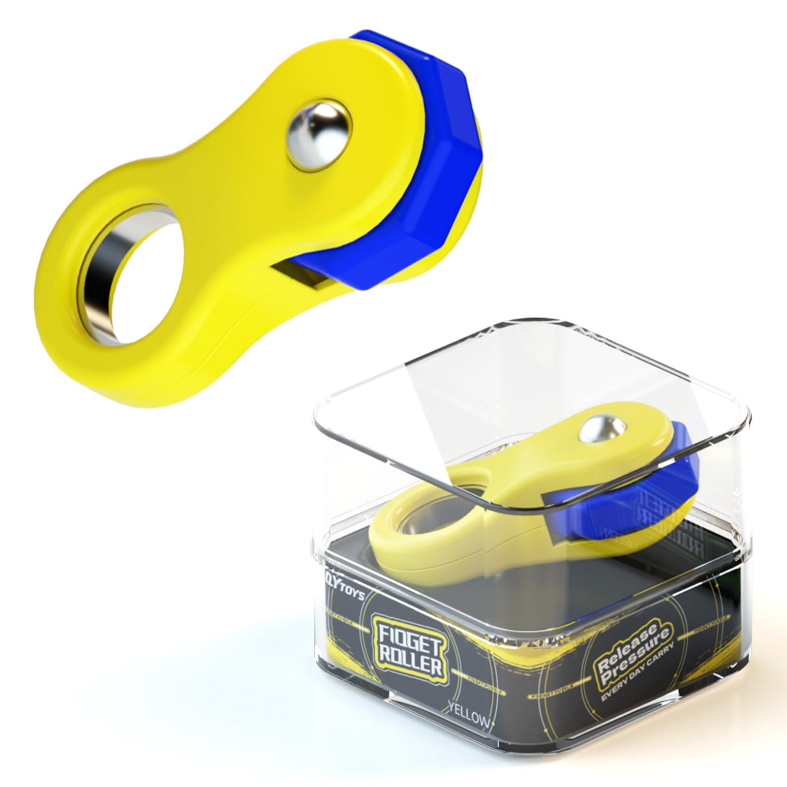 ROXENDA Rotating Fidget Roller Toy, Hand Fidget Spinners Stress Relief Anti-Anxiety Toy Creative Fingertip Gadgets Perfect for Kids,ADD, ADHD,Autism(Yellow)
