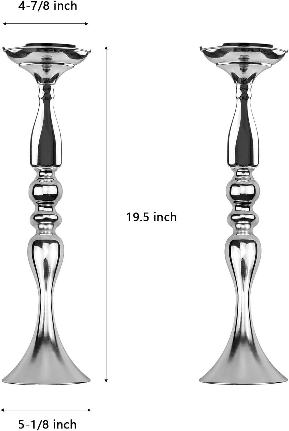 Tosnail 2 Pack 19.5" Tall Silver Candelabra Candle Holder Vase for Wedding Flowers Bouquet, Centerpiece: Home & Kitchen