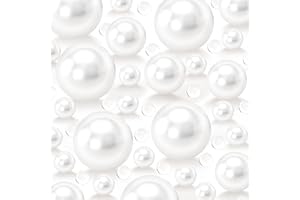 CUSMATION 250 PCS White Floating Beads No Hole Pearl for Vases, 8/14/18mm Floating Beads for Centerpiece, 2400 PCS Clear Water Gel, DIY Home Birthday Weddings Party Decor