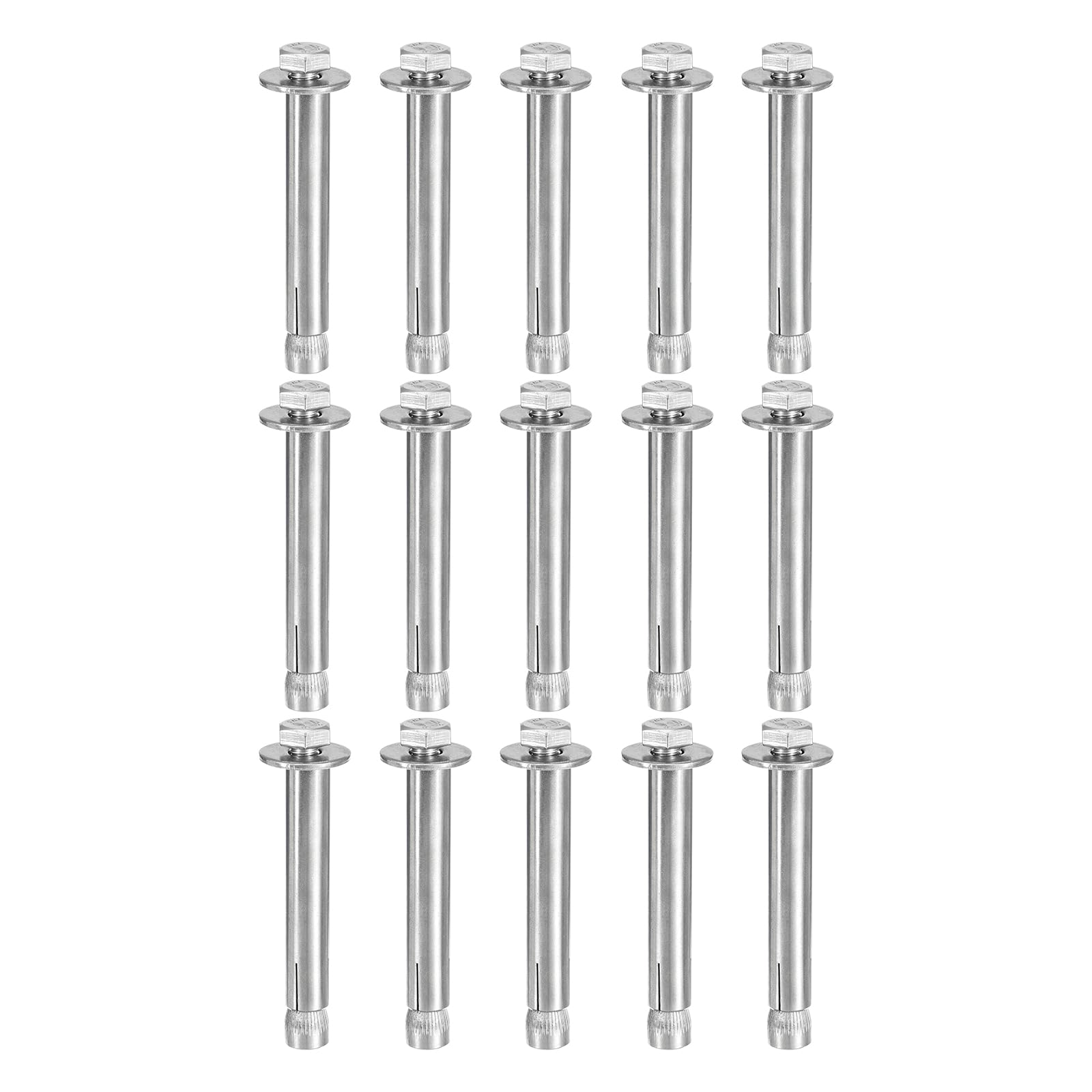 DTGN M8 x 80 Hex Expansion Bolts - 30Pack - Good for Concrete Dry Brick Block Walls - 304 Stainless Steel - Silver