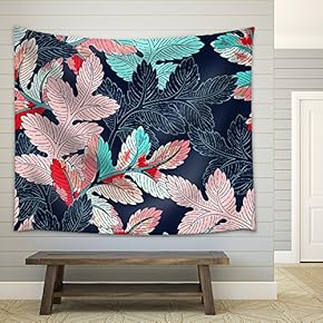Seamless Background Leaves Pattern - Fabric Wall Tapestry Home Decor - 51x60 inches