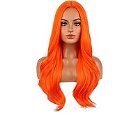 BERON Orange Long Wig for Women Girls Curly Wavy Hair Wigs 24" Halloween Cosplay Party Heat Resistant Synthetic Fiber Wigs