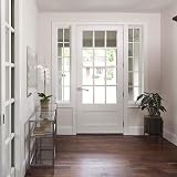Probrico Brushed Nickel Door Lever Handle Set on Rose Internal Wood Interior view 2