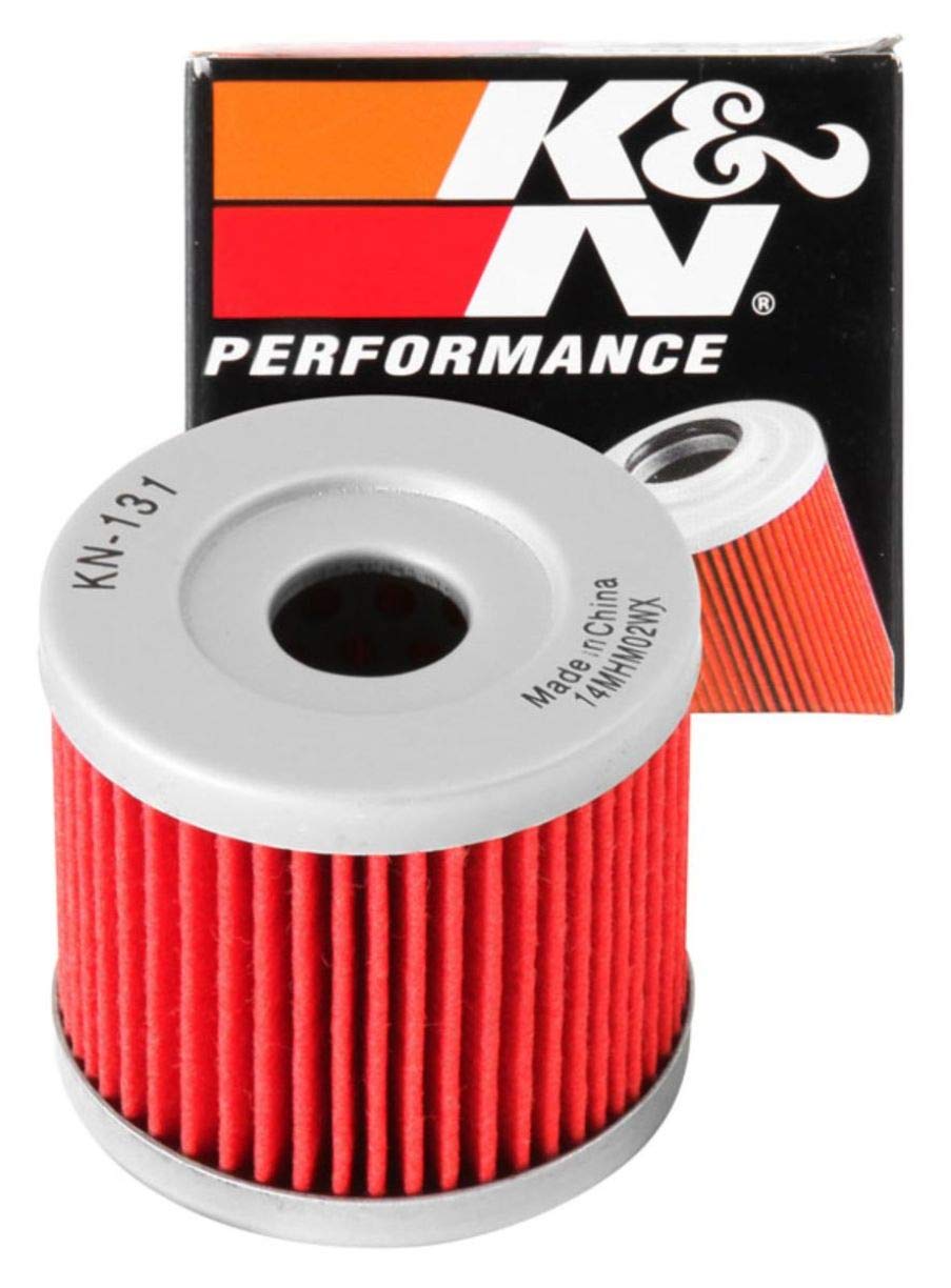 K&N Motorcycle Oil Filter: High Performance, Premium, Designed to be used with Synthetic or Conventional Oils: Fits Select Sizuki, Hyosung Vehicles, KN-131, Black