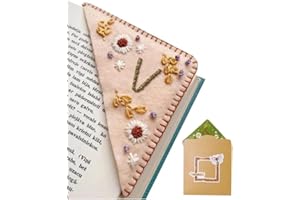 26 Letters Personalized Hand Embroidered Corner Bookmark,Felt Triangle Page Stitched Corner Handmade Bookmark,Unique Cute Flo