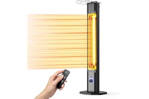 NFCCRA Outdoor Electric Patio Heater, 42-inch 1500W Infrared Tower Heater with 9 Heat Settings & 9H Timer, IPX5 Waterproof, Safety Lock, Tip-Over & Overheat Protection Space Heater for Indoor & Outdoor Use