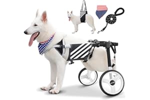 Lokshun Large Dog Wheelchair for Back Legs with Multi-Function Pet Lift, Wheelchair for Dogs Thickened, Adjustable Back Leg Dog Wheel Chair, Dog Carts with Wheels for Disabled Hind Legs (Black-XL)