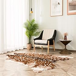 Faux Cowhide Area Rug, Sika Deer Print Hide Rug