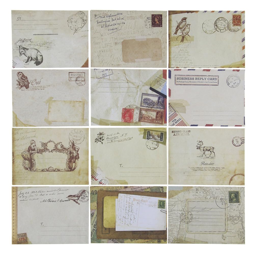 EXCEART Vintage Mini Envelopes Small European Style 3.7X2.8 Inch Blank Tiny Envelopes for Scrapbooking Card Holder Stationery