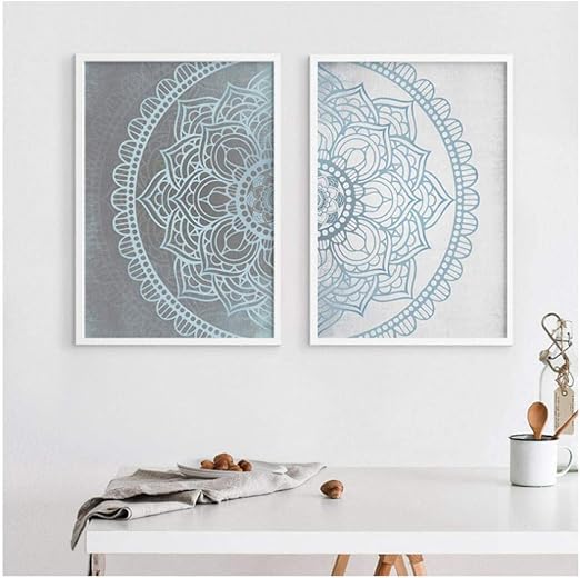 Dayanzai Mandala Arte De La Pared Lienzo Carteles Impresiones Gris
