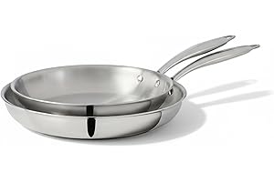 Lagostina Forte 3 Ply Clad 2-Pack Skillet Set (26cm/ 10 in and 30cm/ 12 in), 18/10 Stainless Steel Interior, Induction Ready,