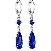 Trendy Cubic Zirconia Teardrop Dangle Drop Earrings for Women 14K White Gold Plated Hypoallergenic Jewelry(with Gift Box)