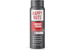 HAPPY NUTS Comfort Powder Deodorant For Men: Anti-Chafing Sweat Defense, Odor Control, Aluminum-Free, Perfect Stocking Stuffer Gift for Men's Private Parts 4 oz (1 Pack), Original Scent