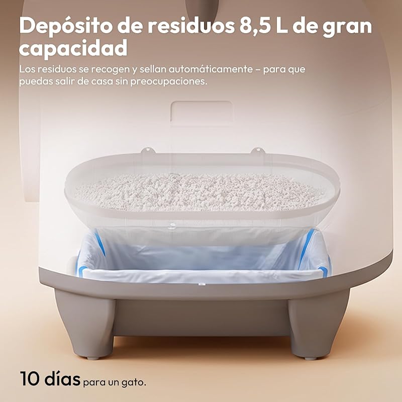 Arenero Gatos Autolimpiable Grande, 90L Gran Capacidad Arenero Automatico Gatos, Equipado con Sistema de 6 Seguridad, Compatible con Control App, Función Mejorada Eliminación Olores