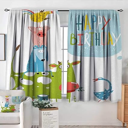 Theresa Dewey Pattern Curtains Birthday Cute Cartoon Farm Animals