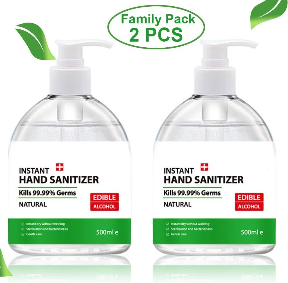 2 Pack 500ML Hand Sanitizer Gel 17 Fl Oz Bulk Soap, Large Size Hand Sanitizer Gel Keep Germ-free for Family Suit