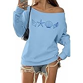 MYHALF Off the Shoulder Sweatshirt for Women Y2K Bow Graphic Pullover Tops Drop Shoulder Long Sleeve Cute Sweaters