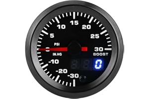 Auto Meter Turbo Boost Gauge, PSI Boost Gauge Mechanical 2-1/16, 2in/52mm Universal 7 Colors LED Turbo Boost Meter Pressure G