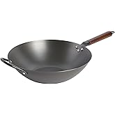 Babish Carbon Steel Flat Bottom Wok and Stir Fry Pan, 14-Inch
