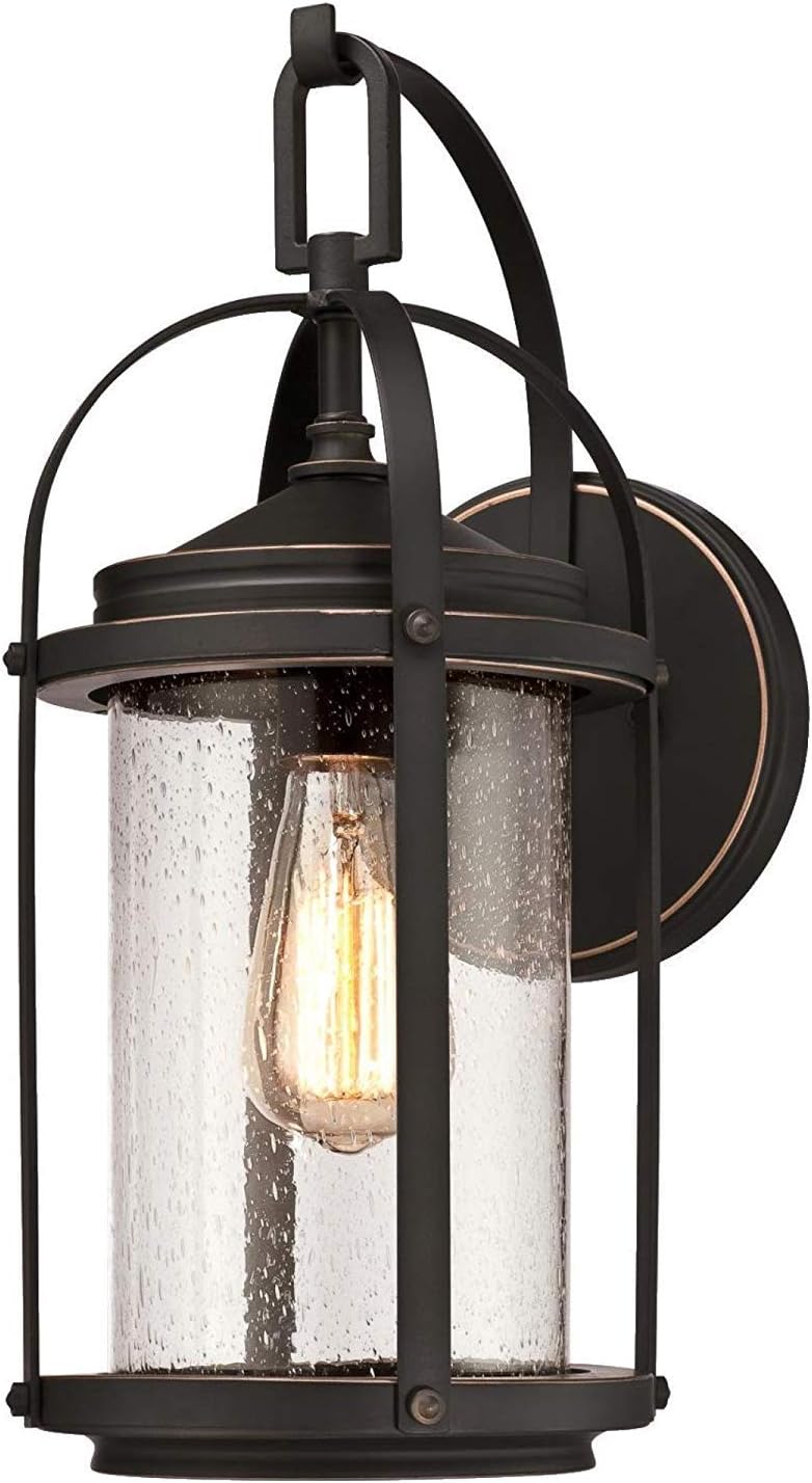 Westinghouse Lighting One-Light Outdoor Lighting,Oil Rubbed Bronze Finish with Highlights and Clear Seeded Glass (Grandview Wall Fixture)