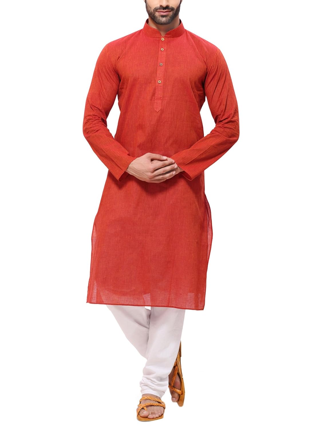 rg designers men's handloom red a kurta pyjama