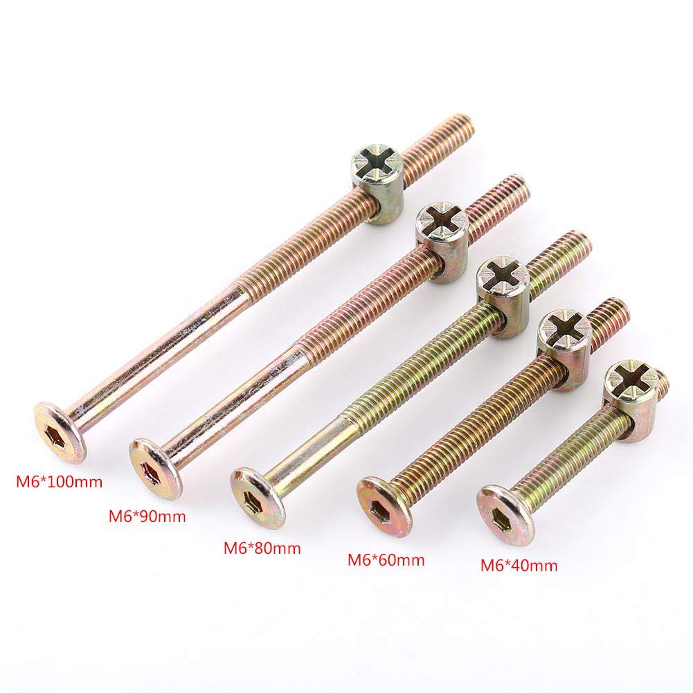 10pcs M6 Carbon Steel Screw, Fastening Parts Bolts Bolts With Barrel Nuts Dowel Nut Furniture Connector Fastener(90mm) - Image 4