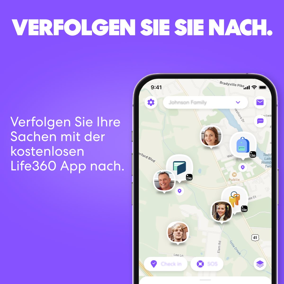 Tile by Life360 Mate - Bluetooth-Tracker, Schlüssel- und Gegenstandsfinder für Schlüssel, Taschen und mehr. Handy-Finder. iOS- & Android-kompatibel. Handy-Finder. 4er-Pack (Schwarz) 5